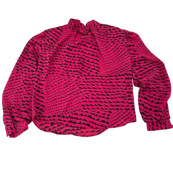 Hayes Street Vintage Women's Blouse Medium Pink & Black Abstract Design - Picture 1 of 8